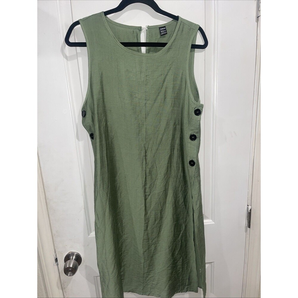 Womens Tiered Babydoll Dress Size Medium US 6 Boho Summer Chic Lightweight Green